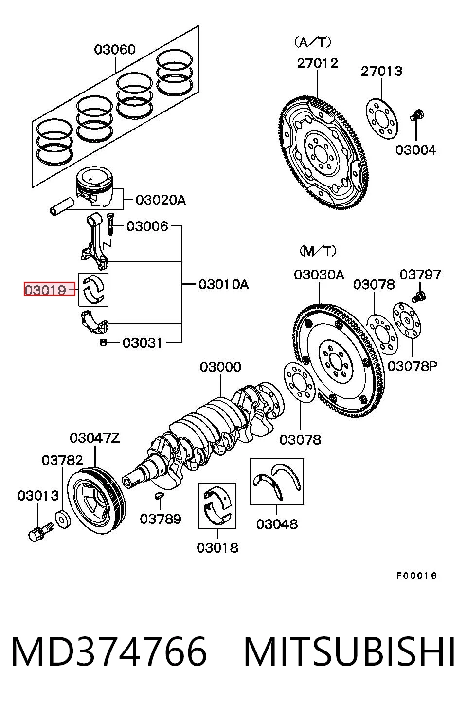 Підшипник шатуна на Mitsubishi Pajero PININ H60, H70