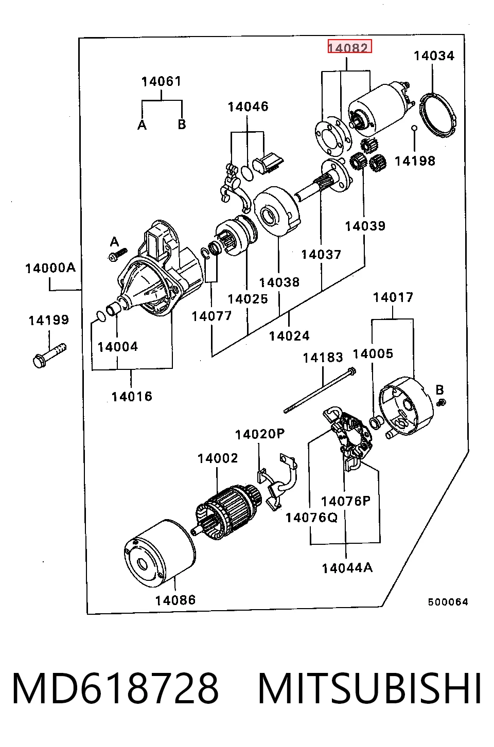 MD618728 Mitsubishi Тягове реле стартера
