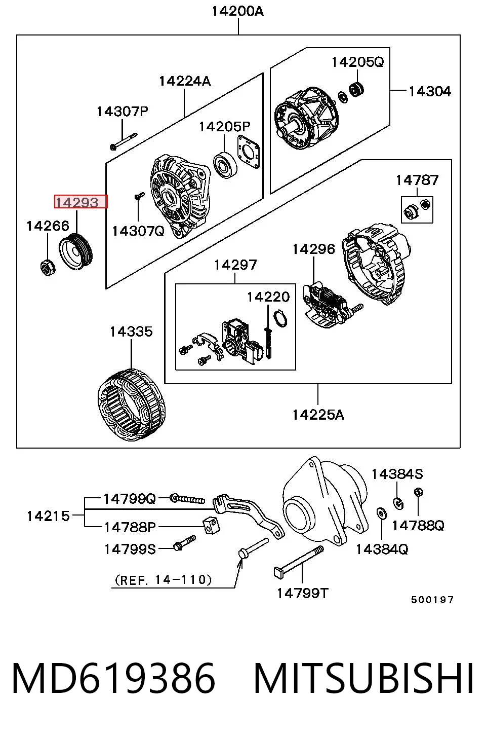 Обгонна муфта генератора на Mitsubishi Colt IV CAA
