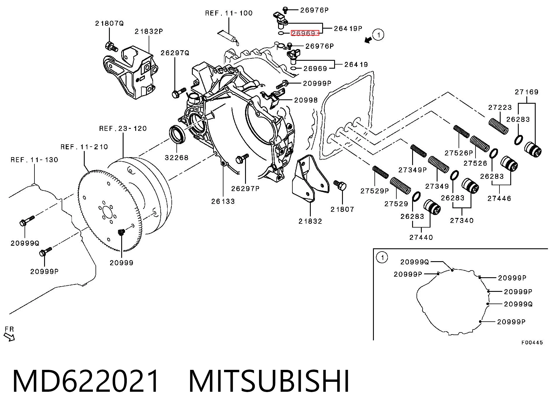 MD622021 Mitsubishi Ущільнююче кільце датчика швидкості КПП (приводу)