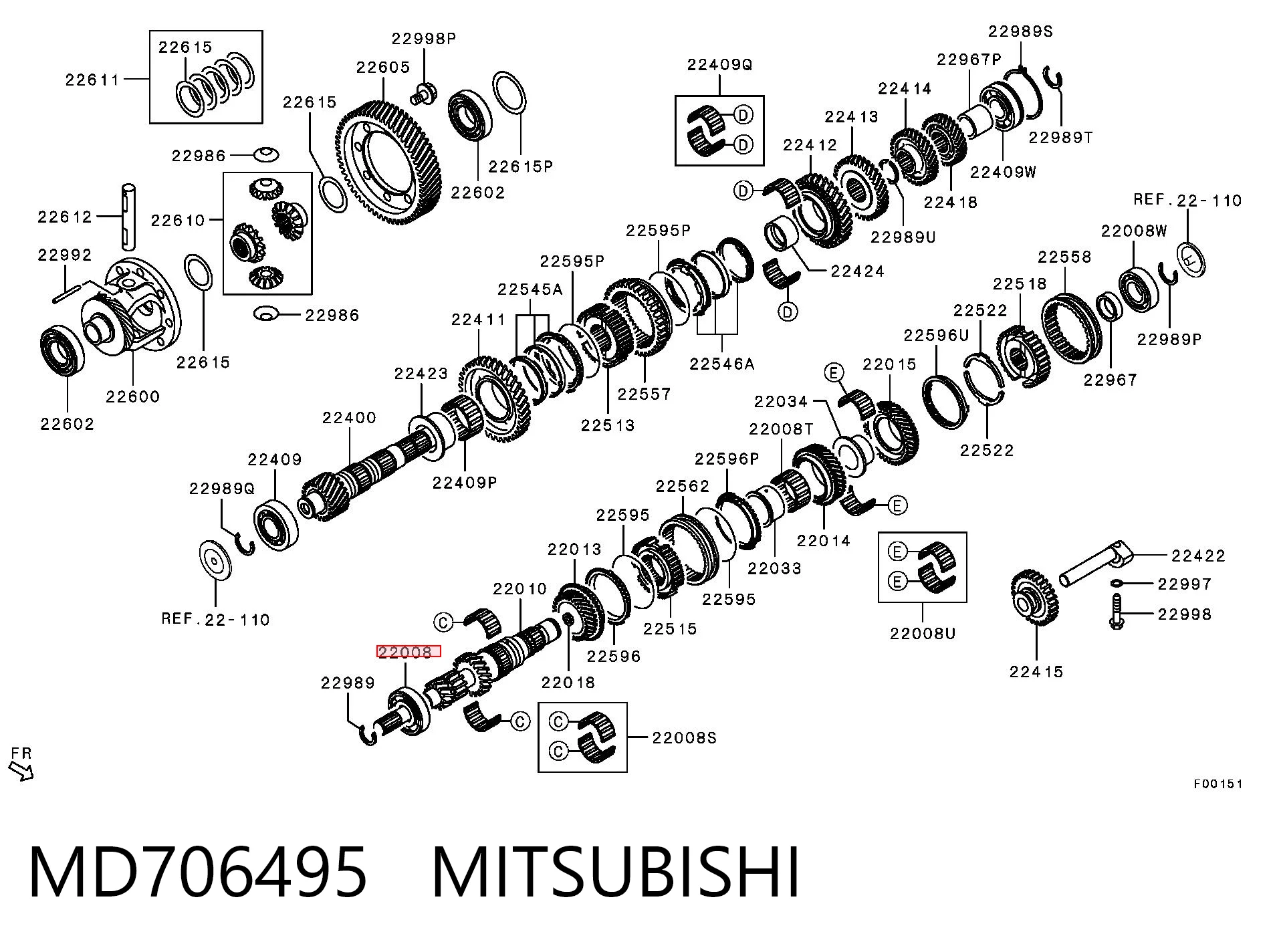 MD700207 Chrysler Підшипник головного вала МКПП