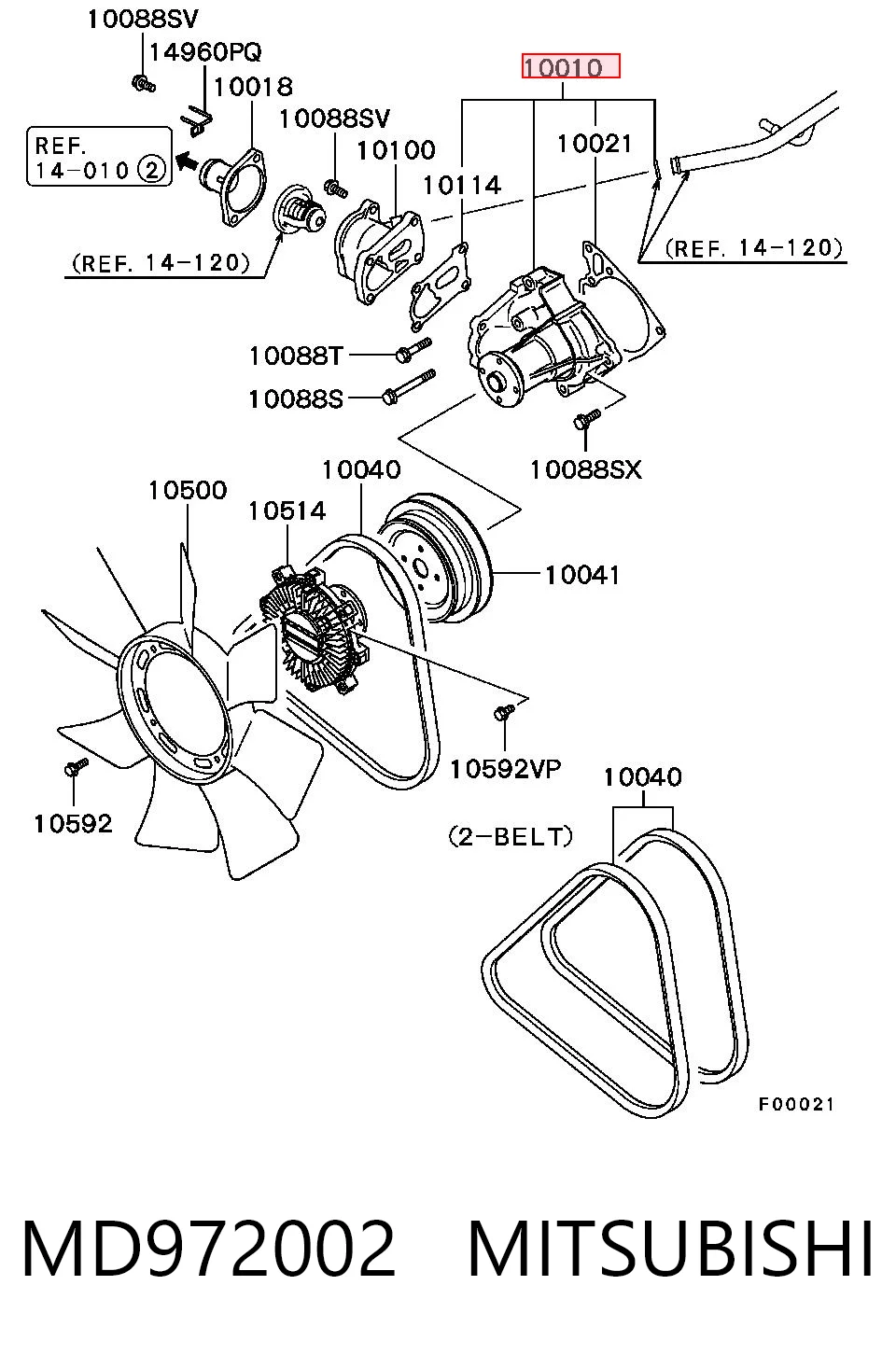 MD972002 Mitsubishi Насос охолодження