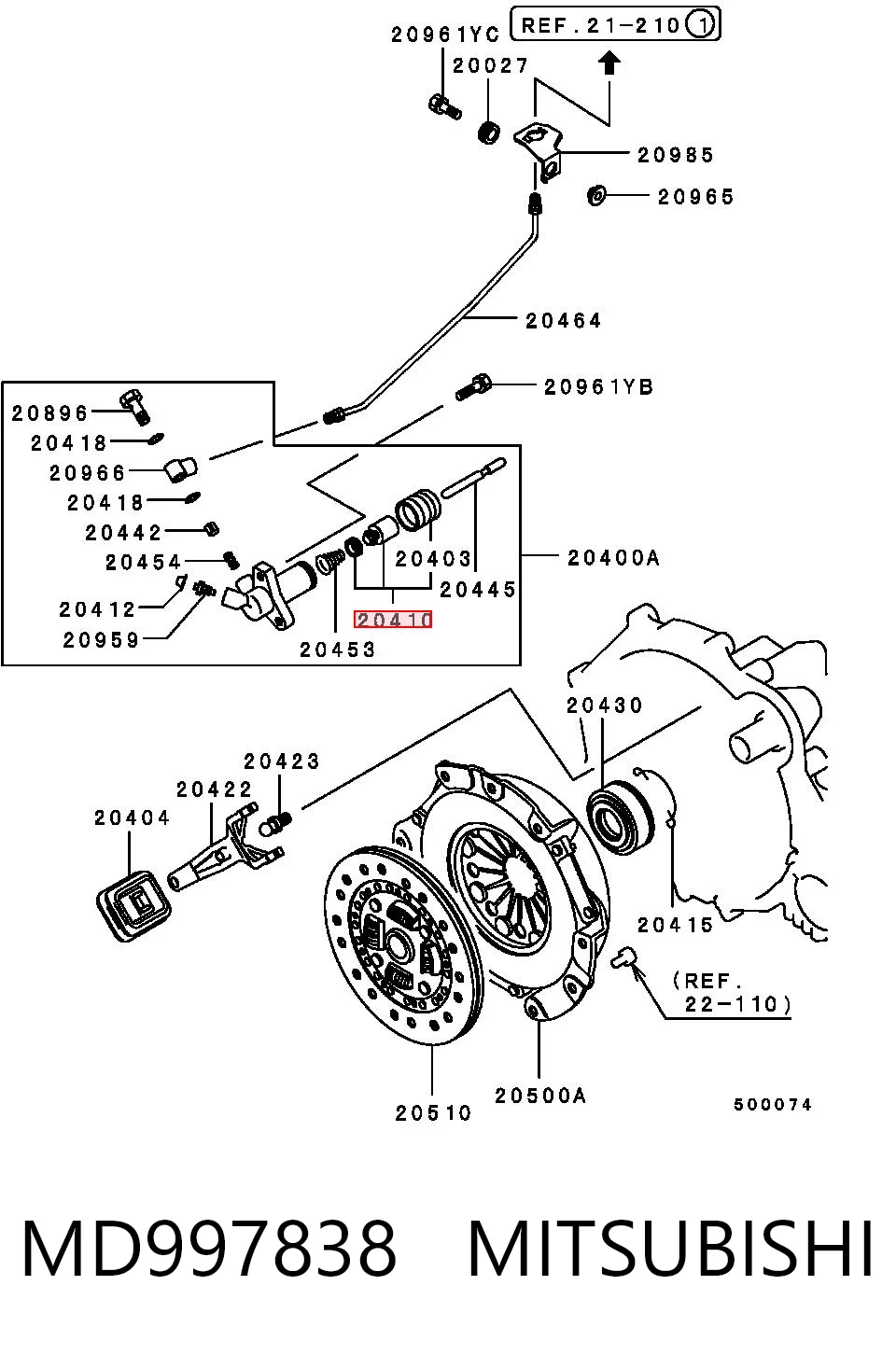 Купити MD997838 Chrysler Ремкомплект робочого циліндру зчеплення