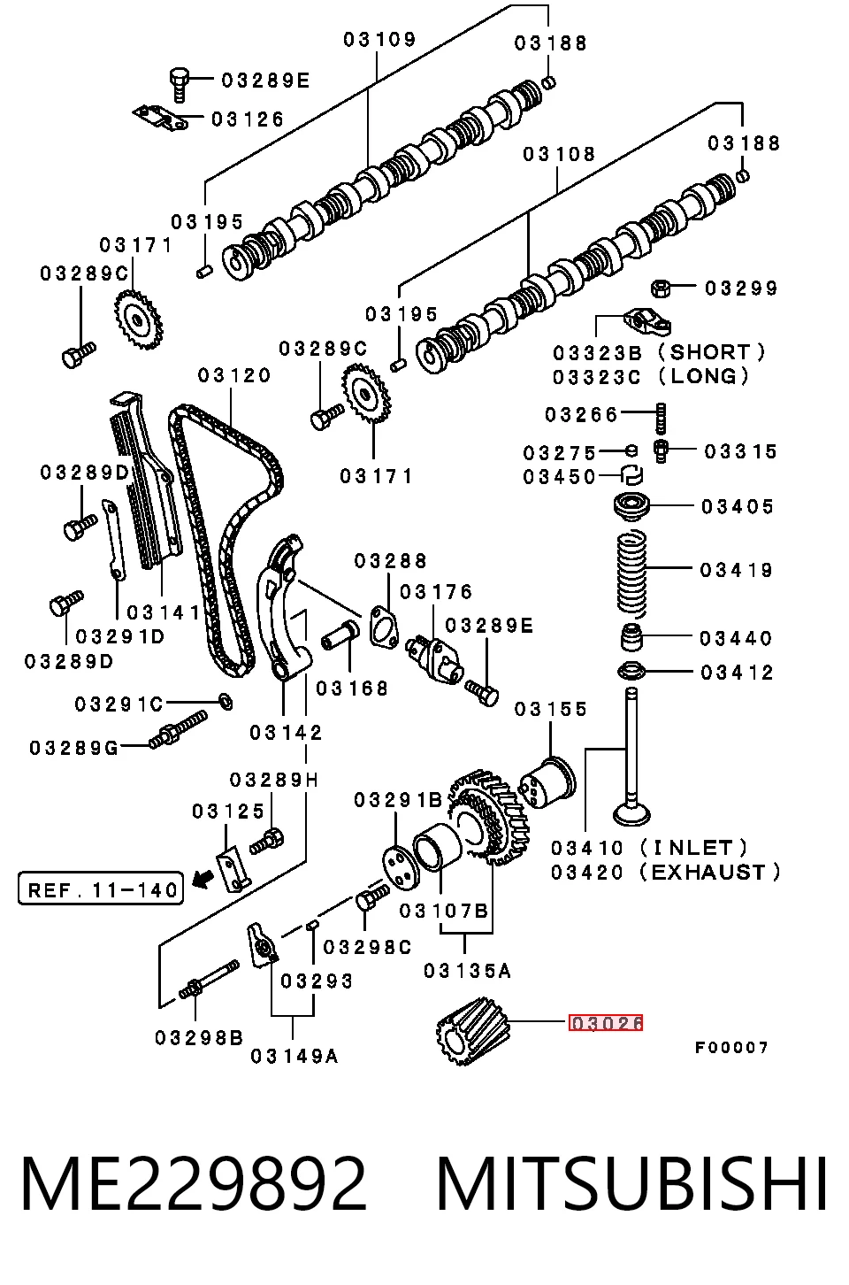 ME229892 Mitsubishi Зірка-шестерня приводу коленвалу двигуна