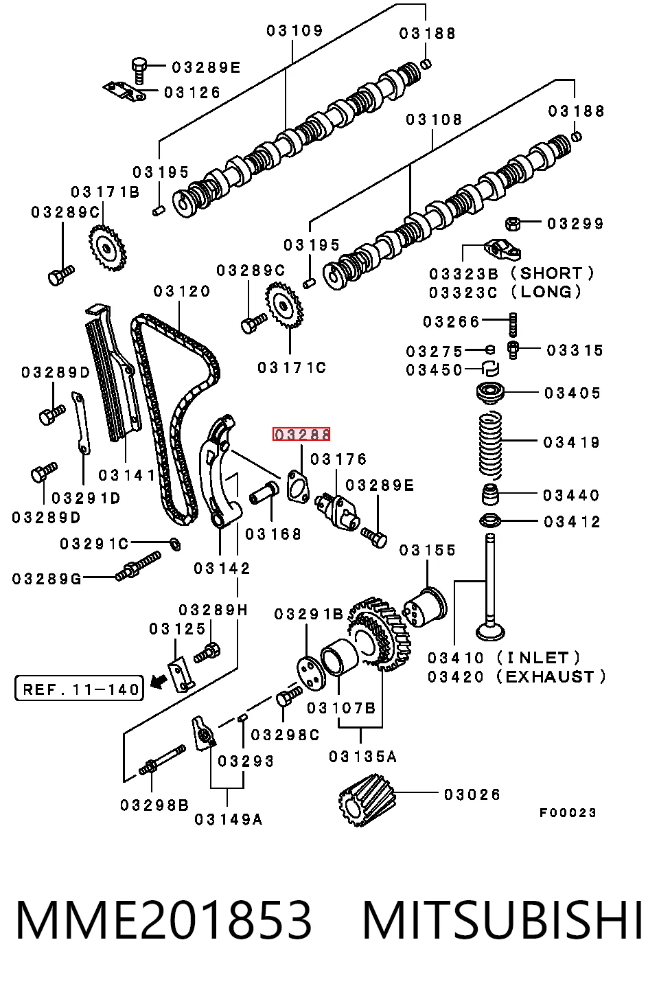 Комплект ланцюга ГРМ на Mitsubishi Pajero II Canvas Top V2W, V4W
