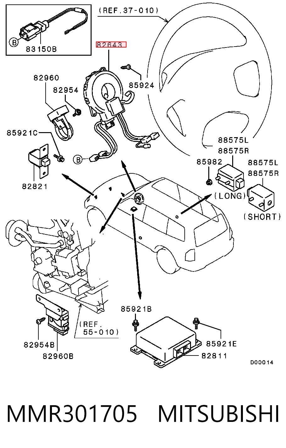  Шлейф керма Mitsubishi Pajero 3