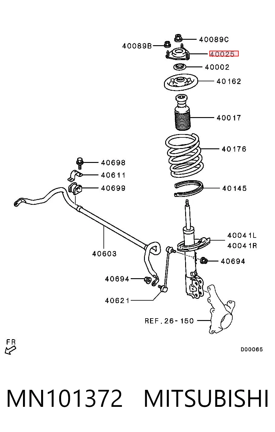 MN101372 Mitsubishi Кріплення переднього амортизатора