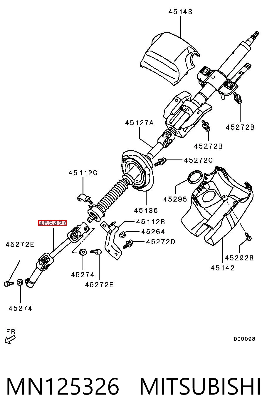 Вал рульової колонки, нижній MN125326 Chrysler