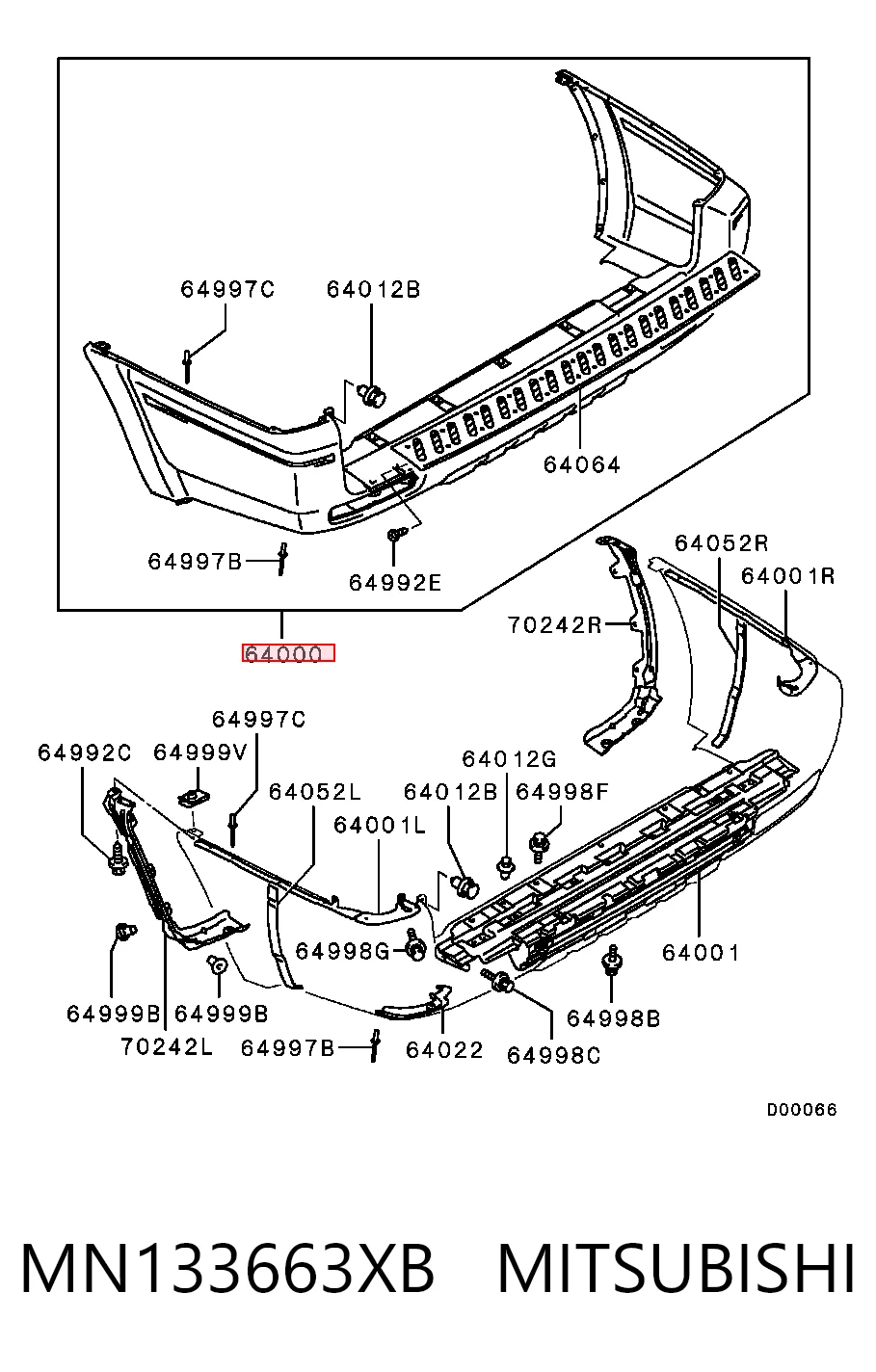 Купити MN133663BA Chrysler Задній бампер