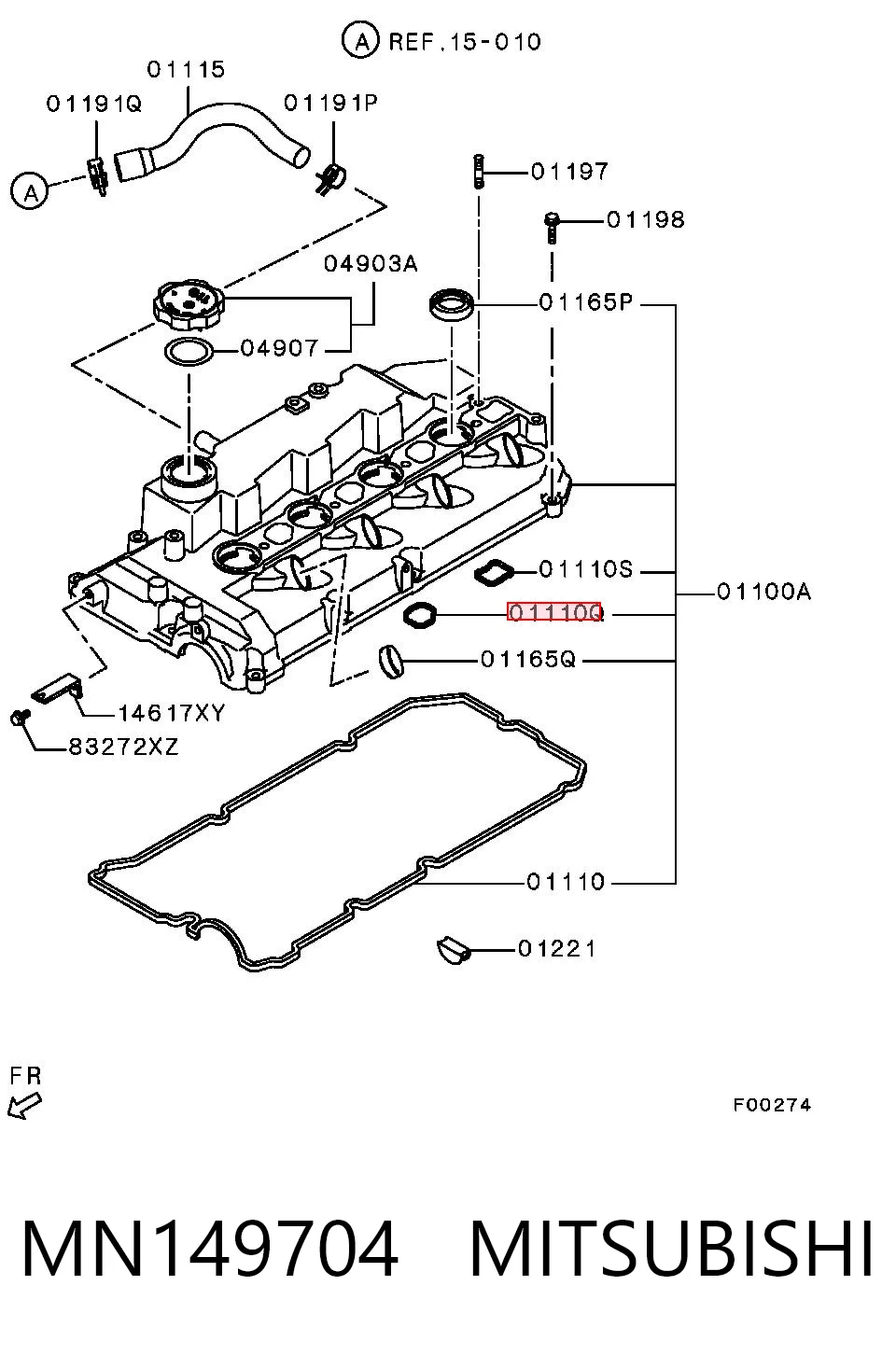 MN149704 Mitsubishi Прокладка клапанної кришки двигуна, кільце