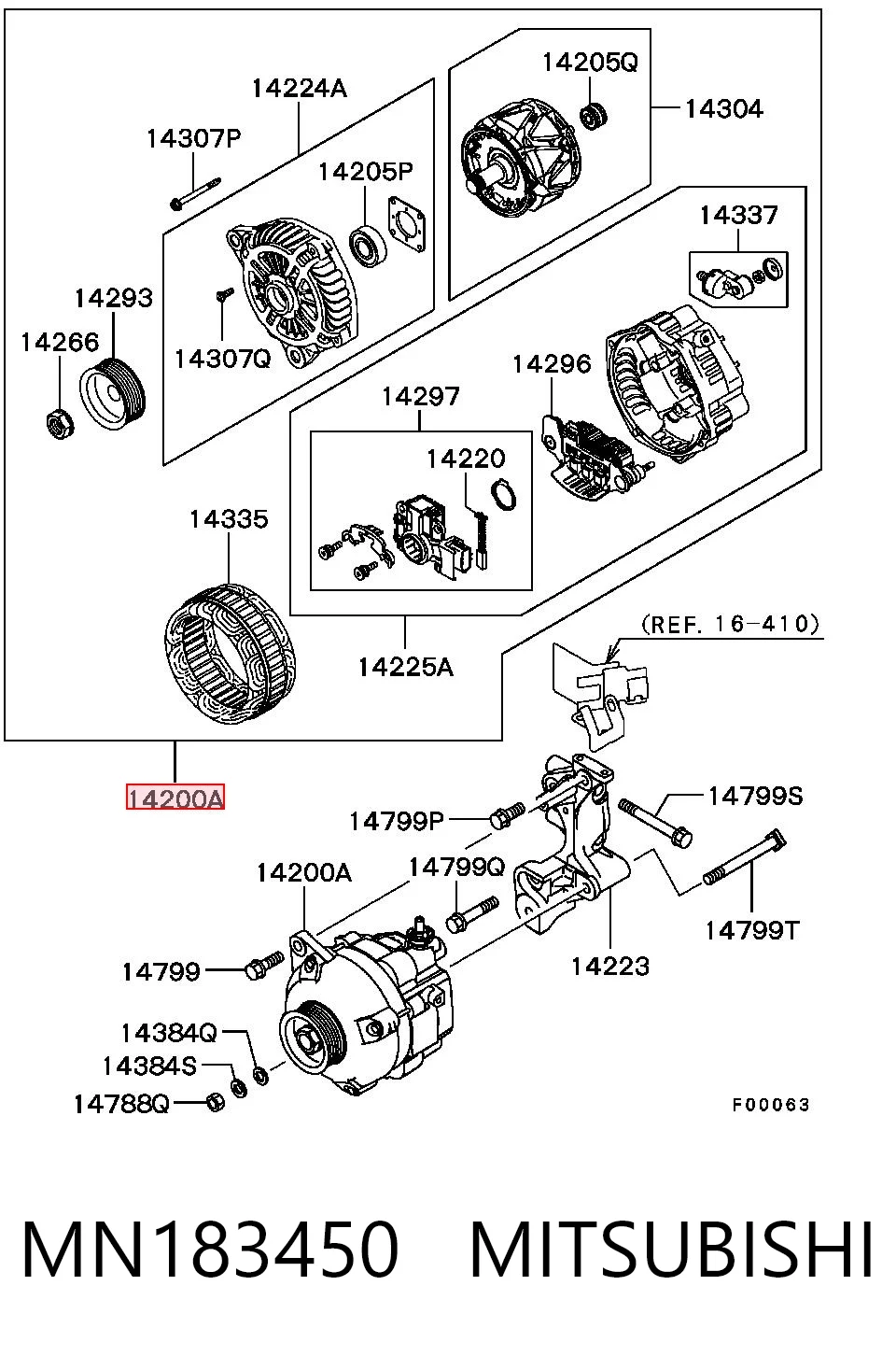 MN183450 Mitsubishi Авто генератор