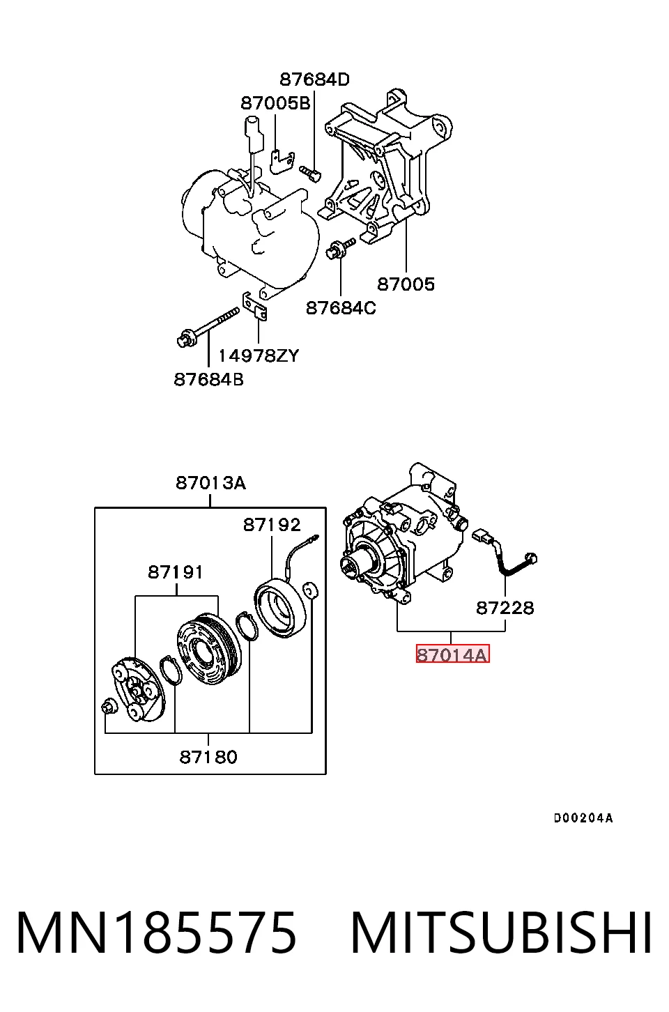 MN185575 Mitsubishi Компресор холодоагенту