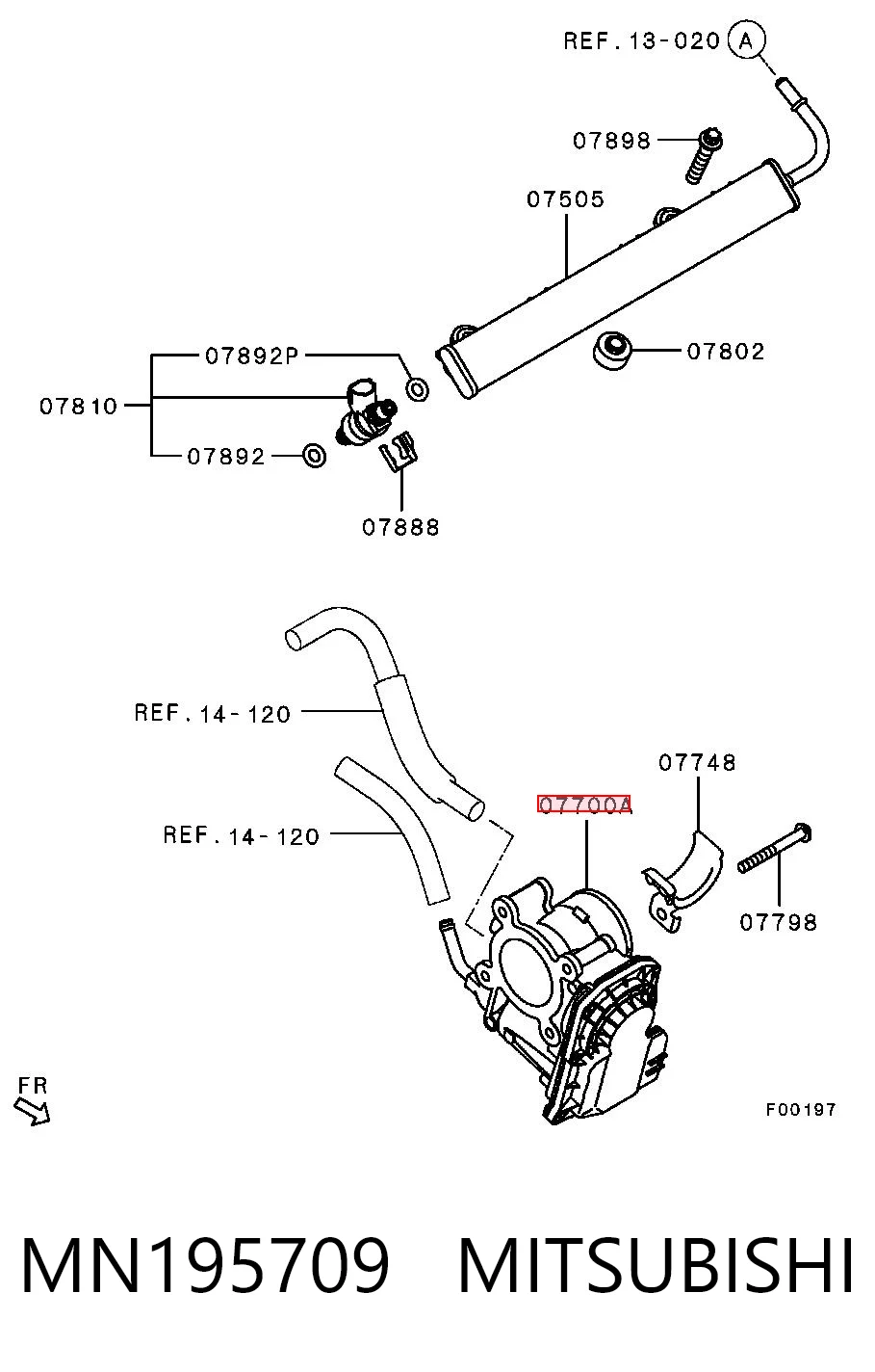 MN195709 Mitsubishi Дросільна заслінка в зборі