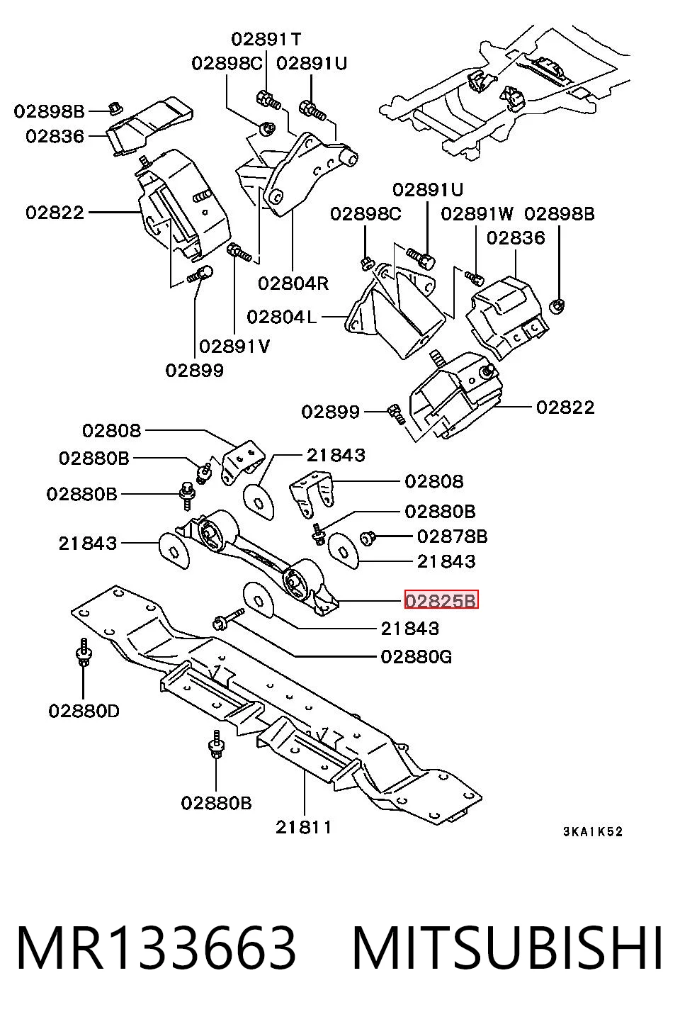 Подушка (опора) двигуна, задня Mitsubishi Pajero II Canvas Top позашляховик (V2W, V4W) (1990 - 2004) ціна, від 54.12 USD