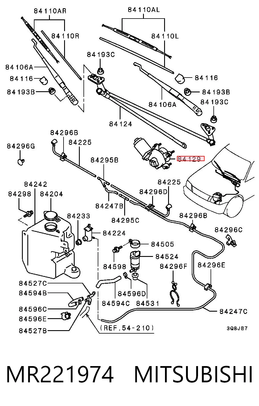 MR221974 Mitsubishi Мотор стеклоочищувача