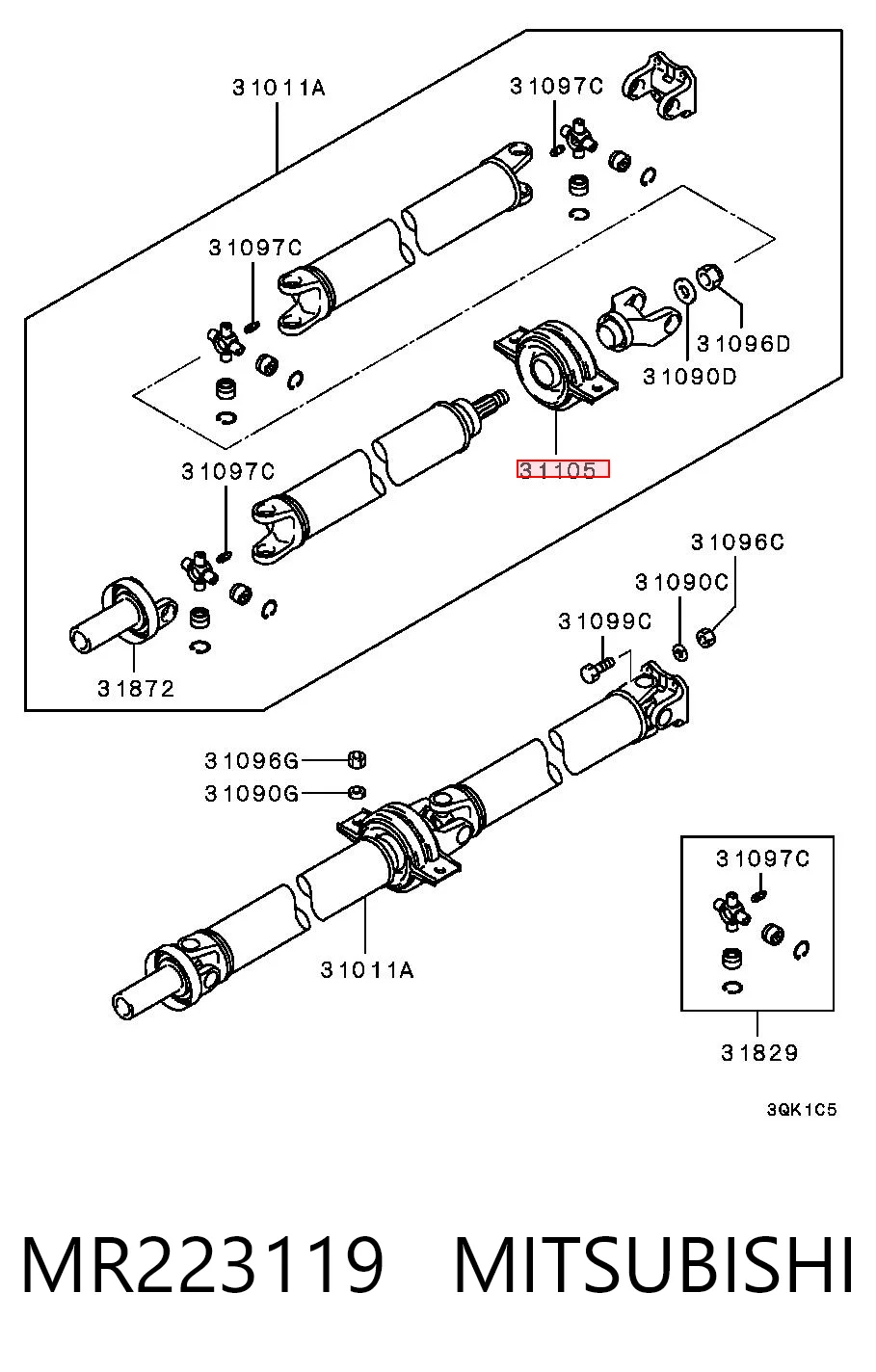 MR223119 Mitsubishi Підвісний підшипник карданного валу