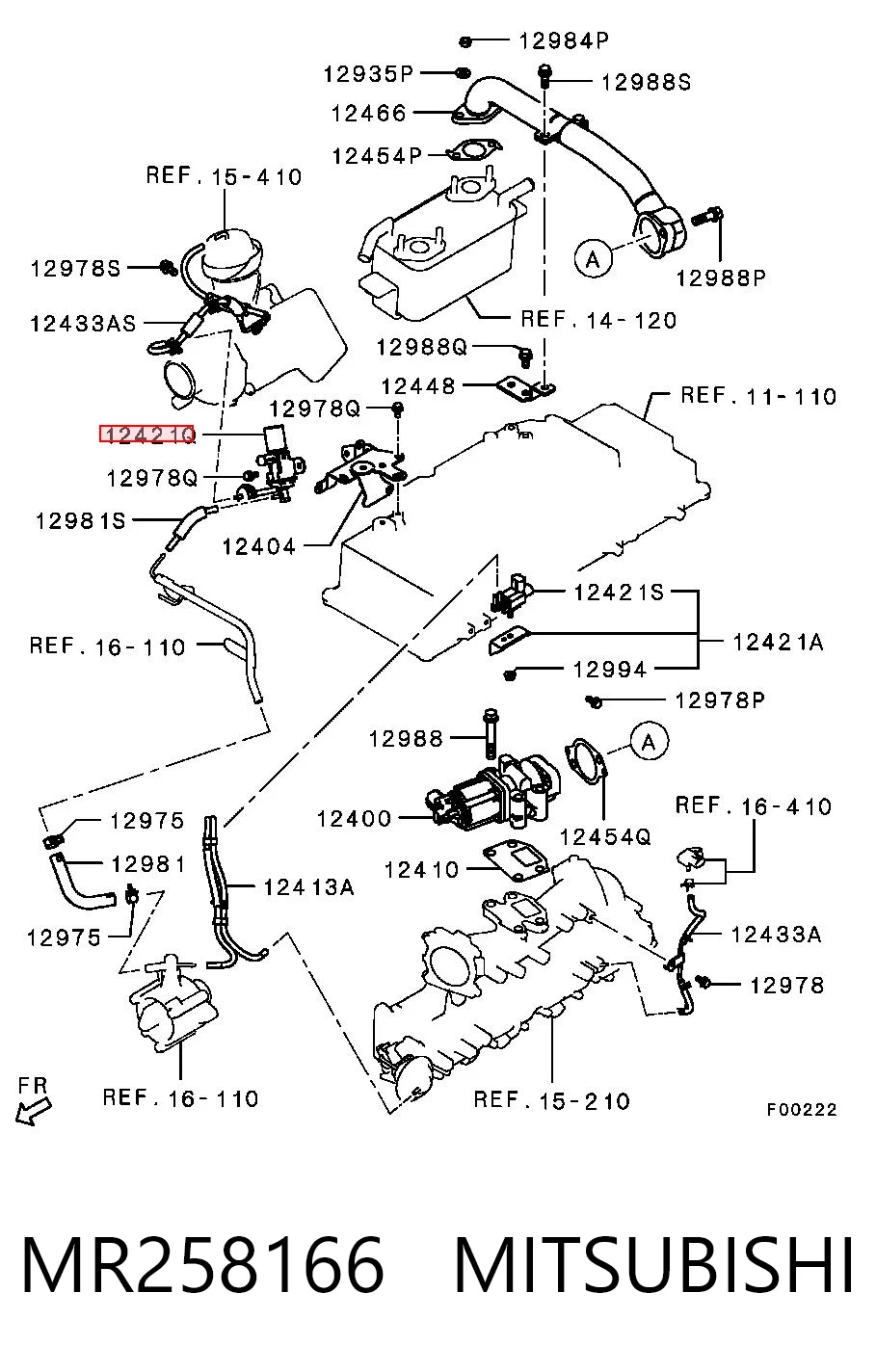 MR258166 Mitsubishi Клапан соленоїд регулювання заслонки EGR