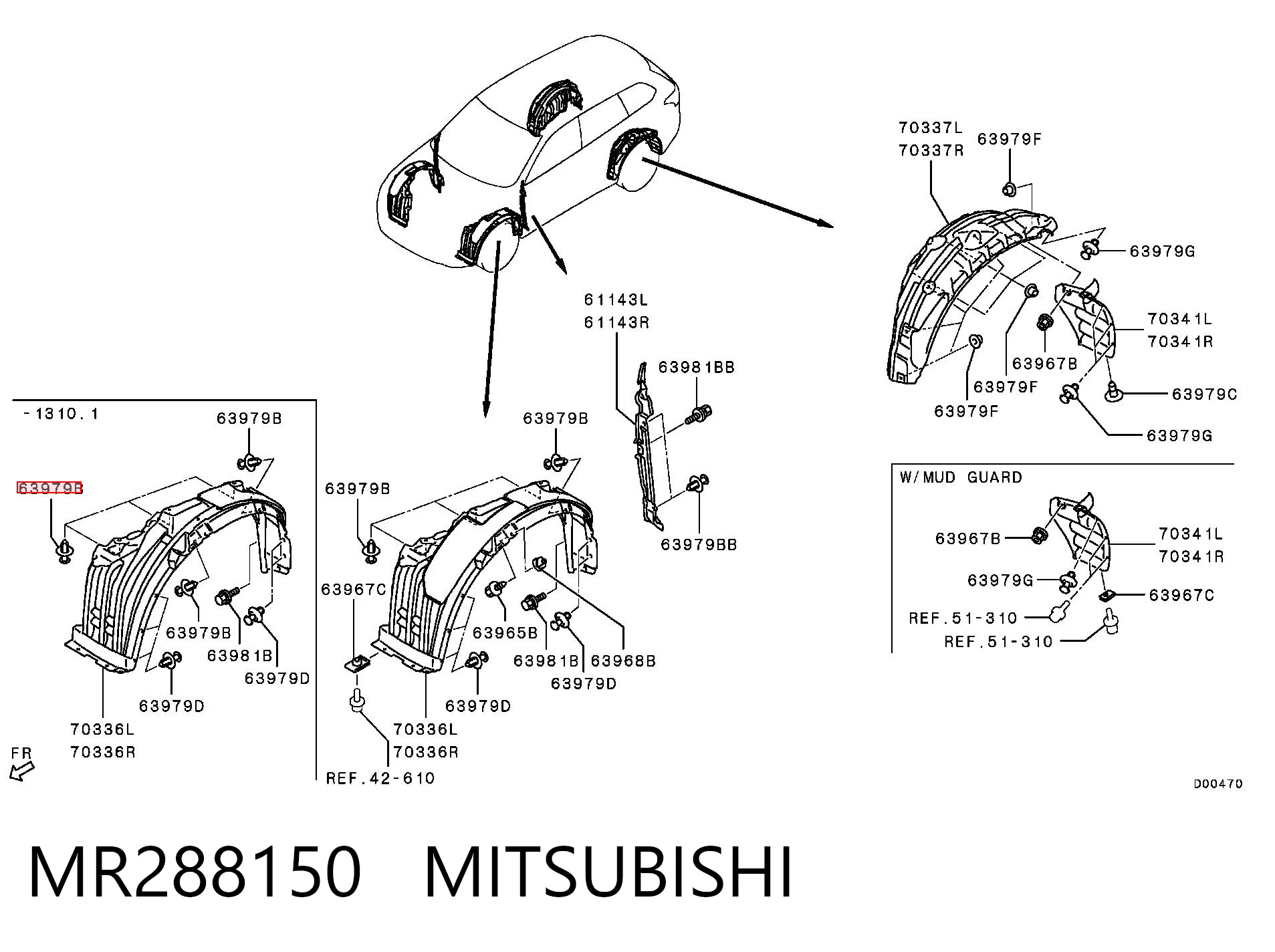 MR288150 Mitsubishi Пістон (кліп) кріплення бампера заднього