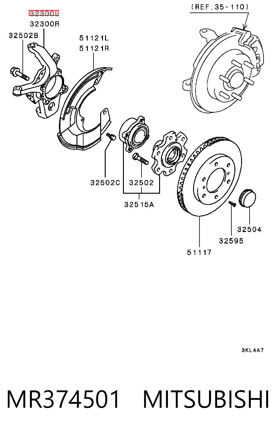 3870A047 Chrysler Цапфа - поворотний кулак передній, лівий