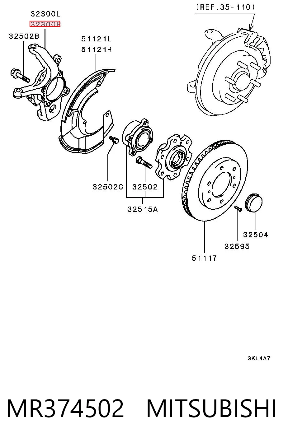 MR374502 Chrysler Цапфа - поворотний кулак передній, правий