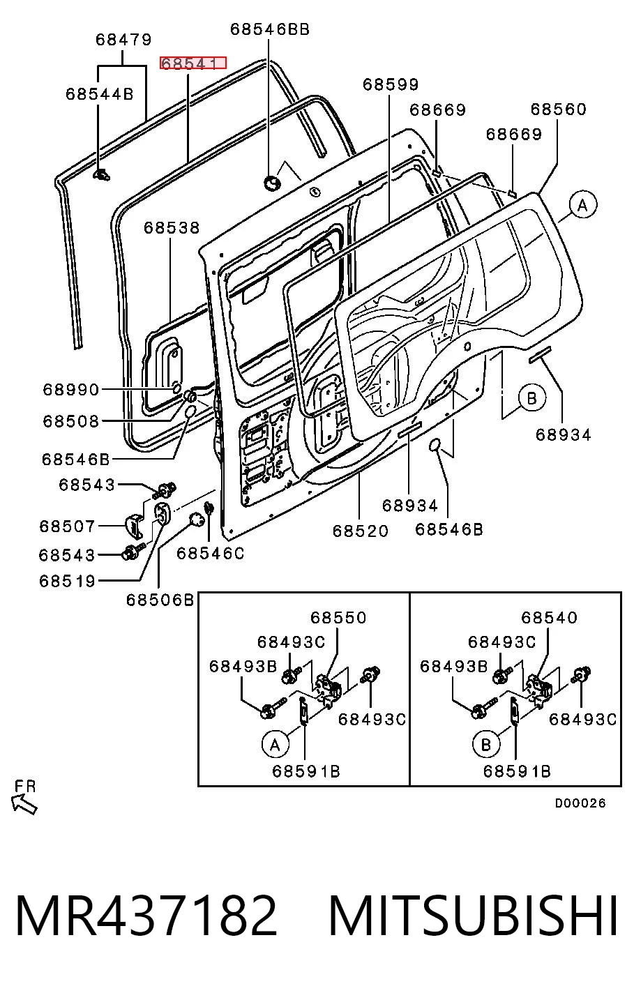 MR437181 Chrysler Прокладочний гумка багажника