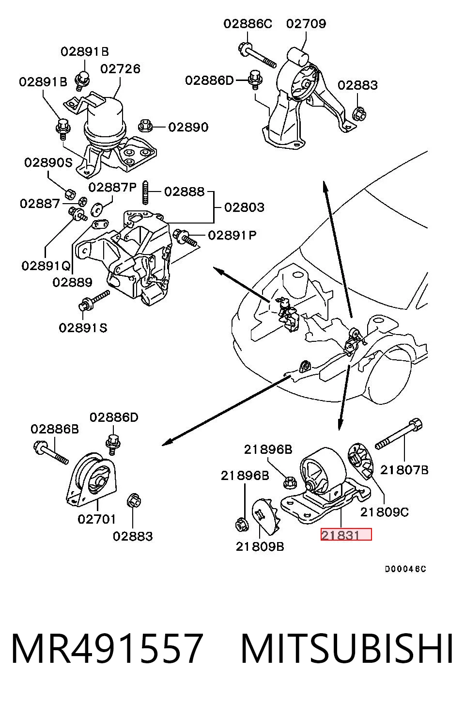 Ліва подушка двигуна Chrysler MR491557 ціна, від 31.67 USD