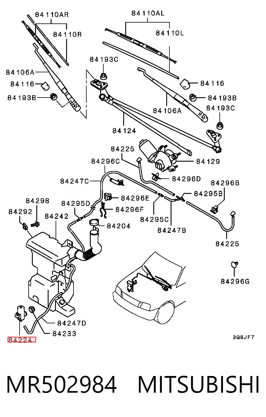 Купити MR502984 Chrysler Мотор омивача лобового скла