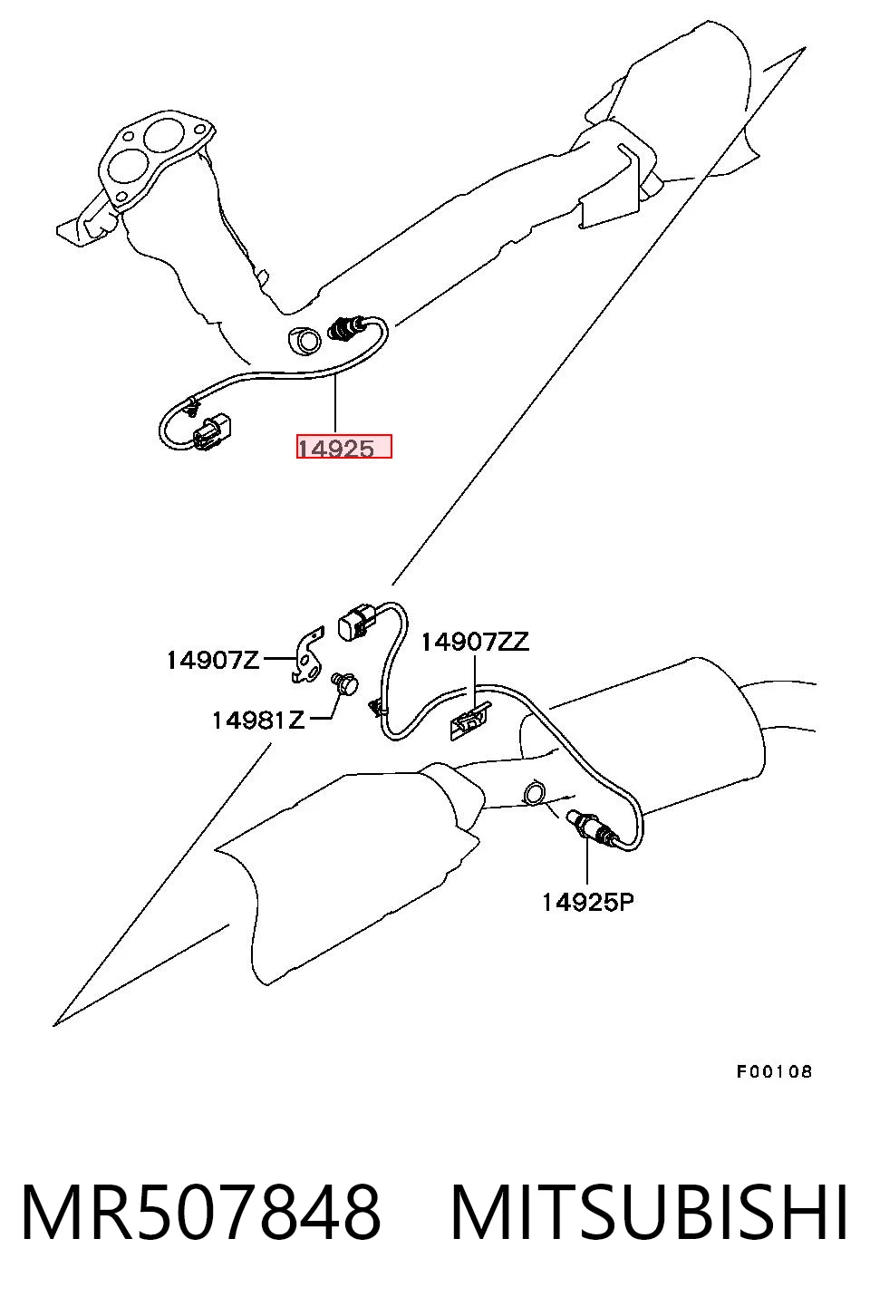 MR507848 Mitsubishi Лямбдазонд, датчик кисню до каталізатора