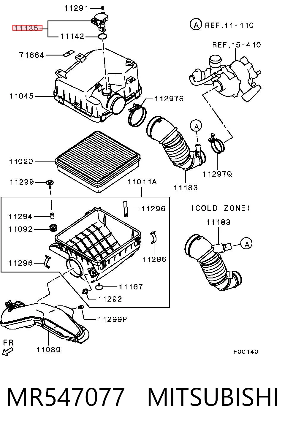 MR547077 Mitsubishi Датчик витрати повітря