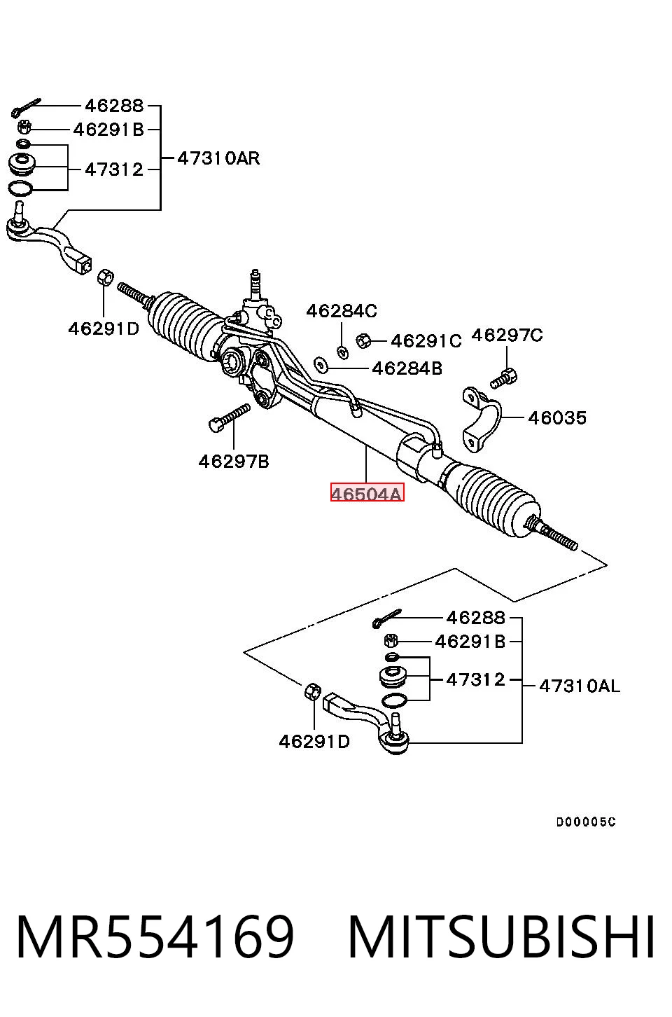 MR554169 Mitsubishi Рейковий рульовий механізм