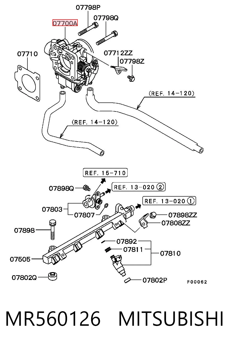 MR560126 Mitsubishi Дросільна заслінка в зборі