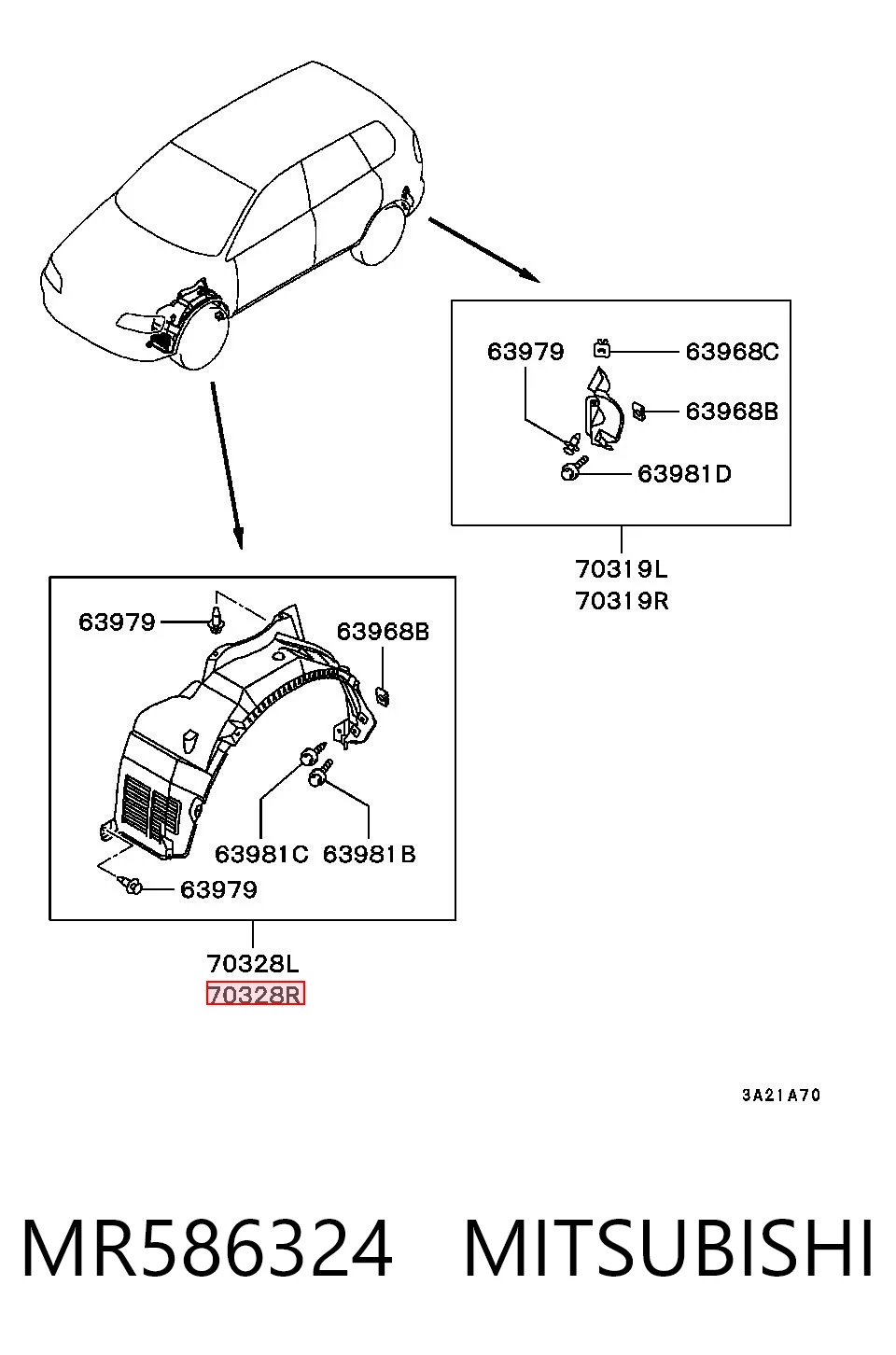 MR586324 Chrysler Підкрилок переднього крила, правий