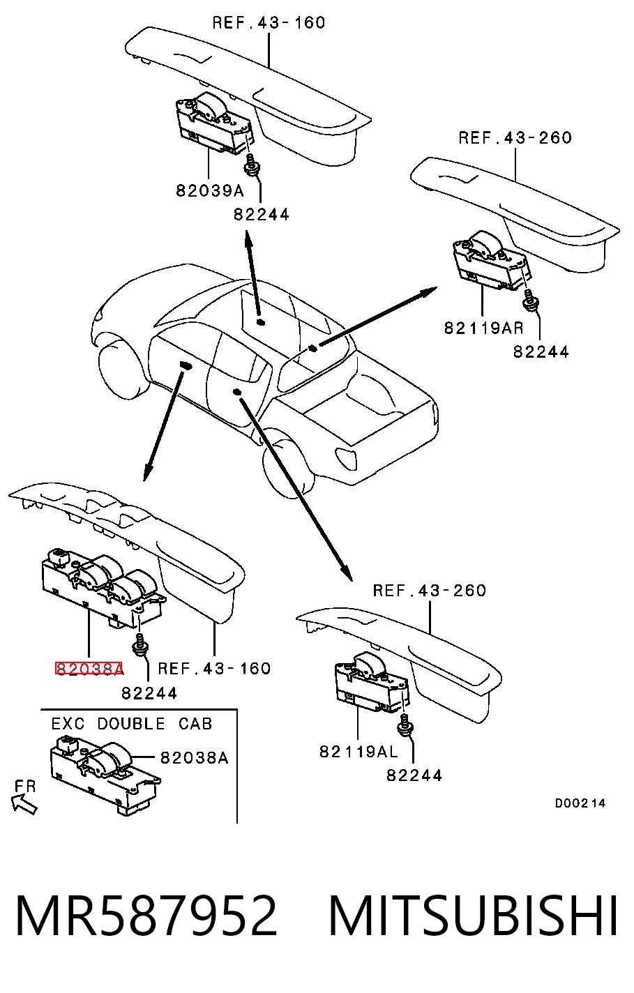 MR587952 Mitsubishi Кнопки переднього лівого склопід'ємника