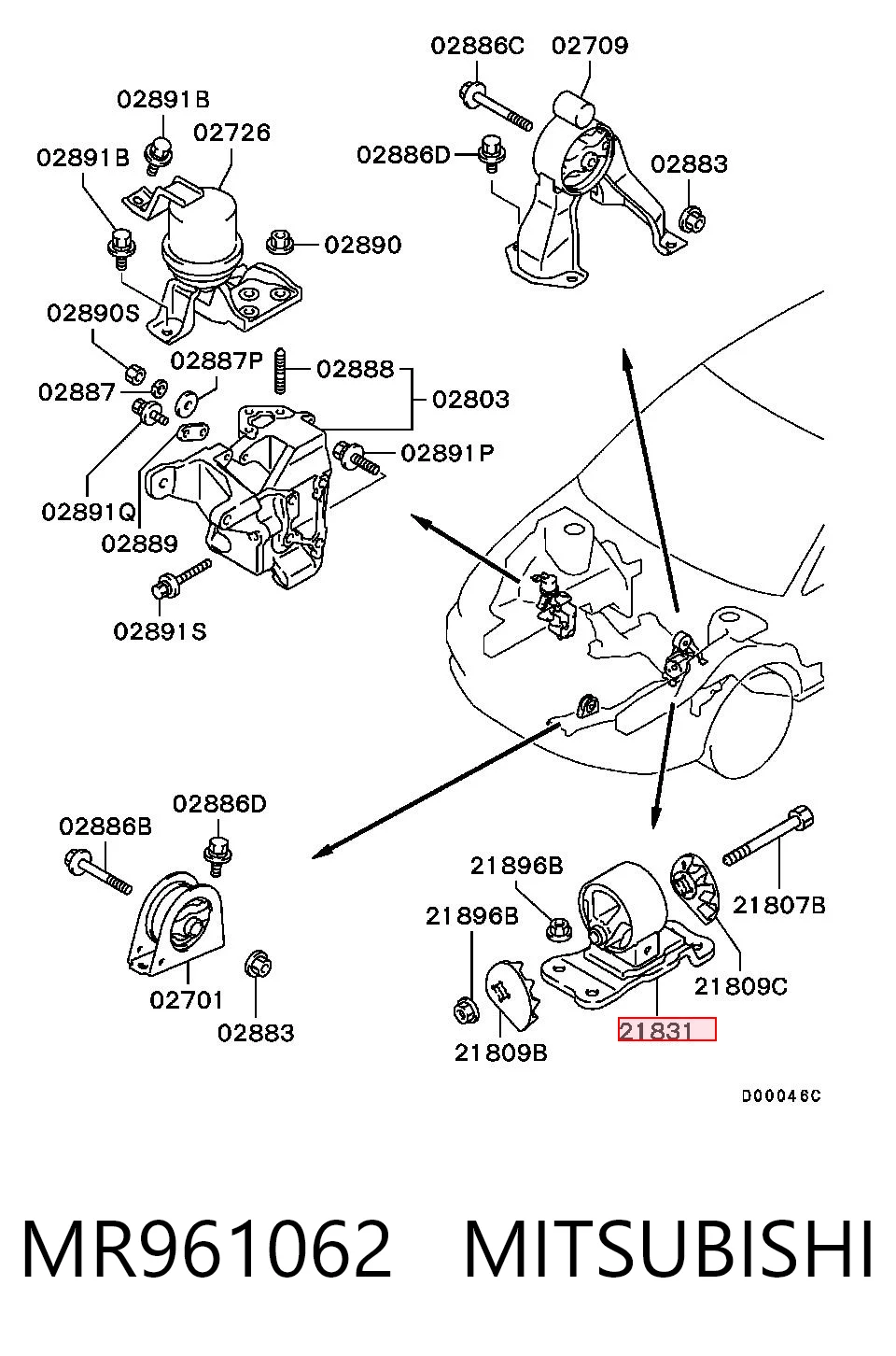 Купити MR491557 Chrysler Подушка (опора) двигуна, ліва