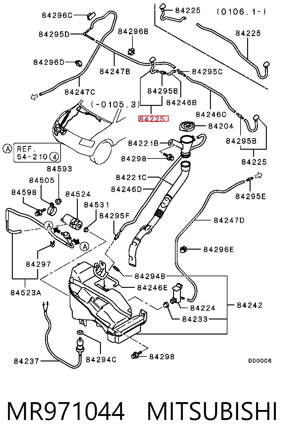 MR971044 Mitsubishi Сопло склоомивача вітрового скла