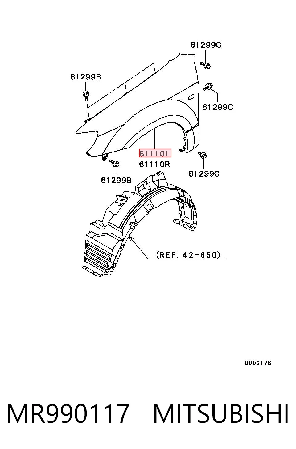 Купити MR990117 Chrysler Крило переднє ліве