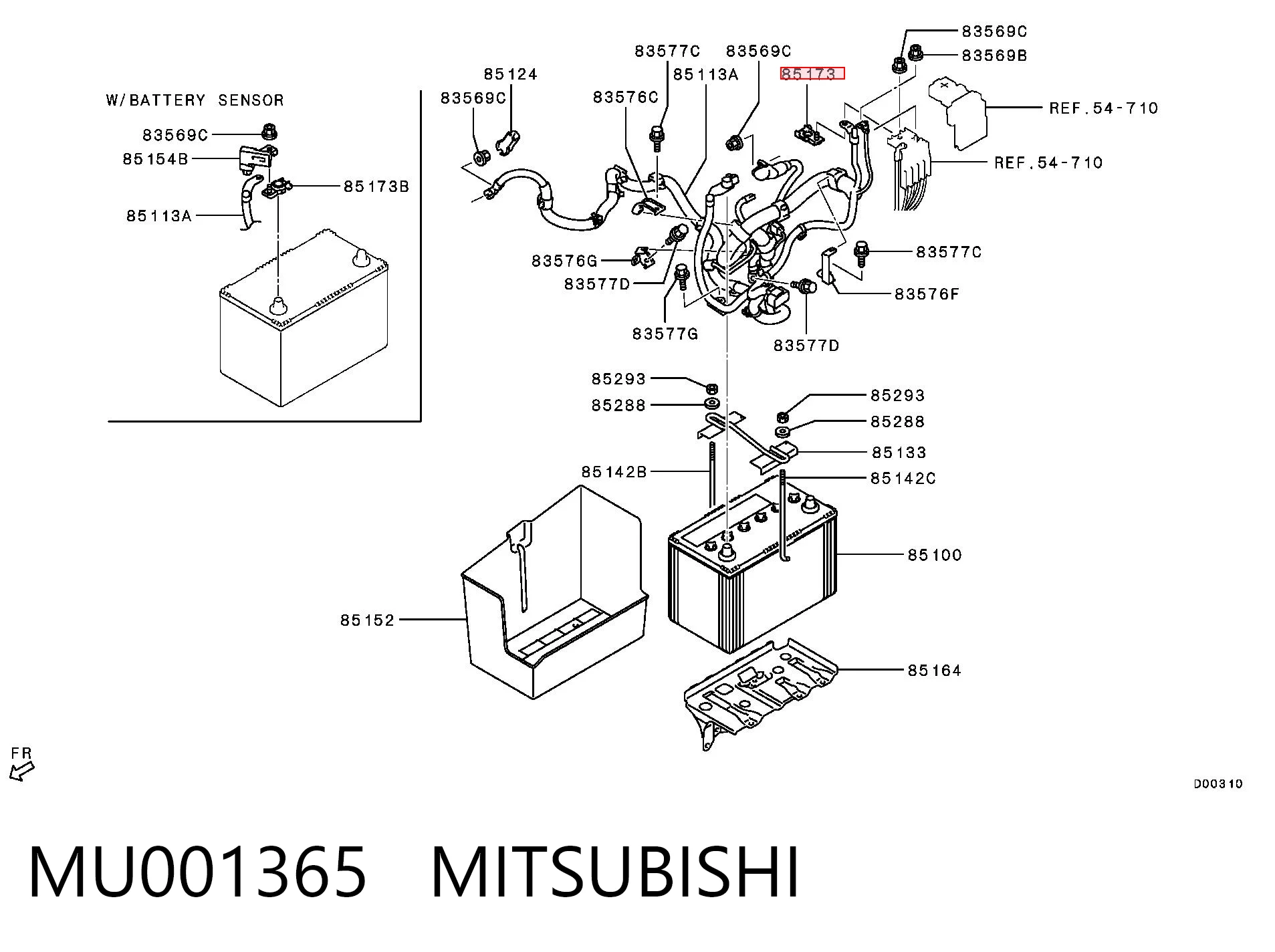 MU001365 Mitsubishi Клема акумулятора (АКБ)