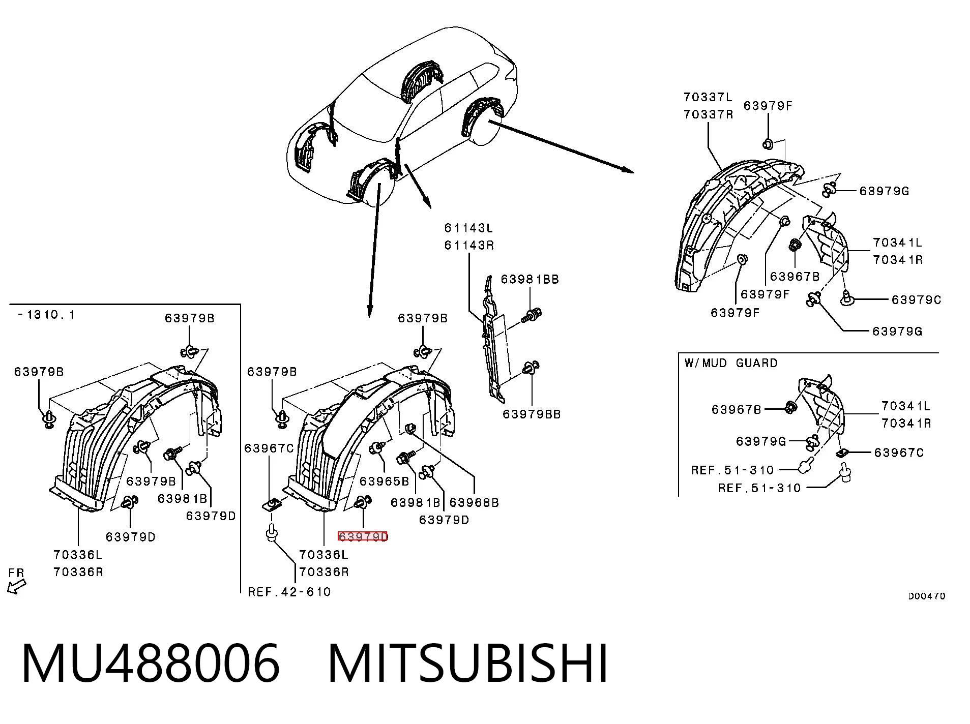 MU488006 Mitsubishi Пістон (кліп) кріплення бампера заднього
