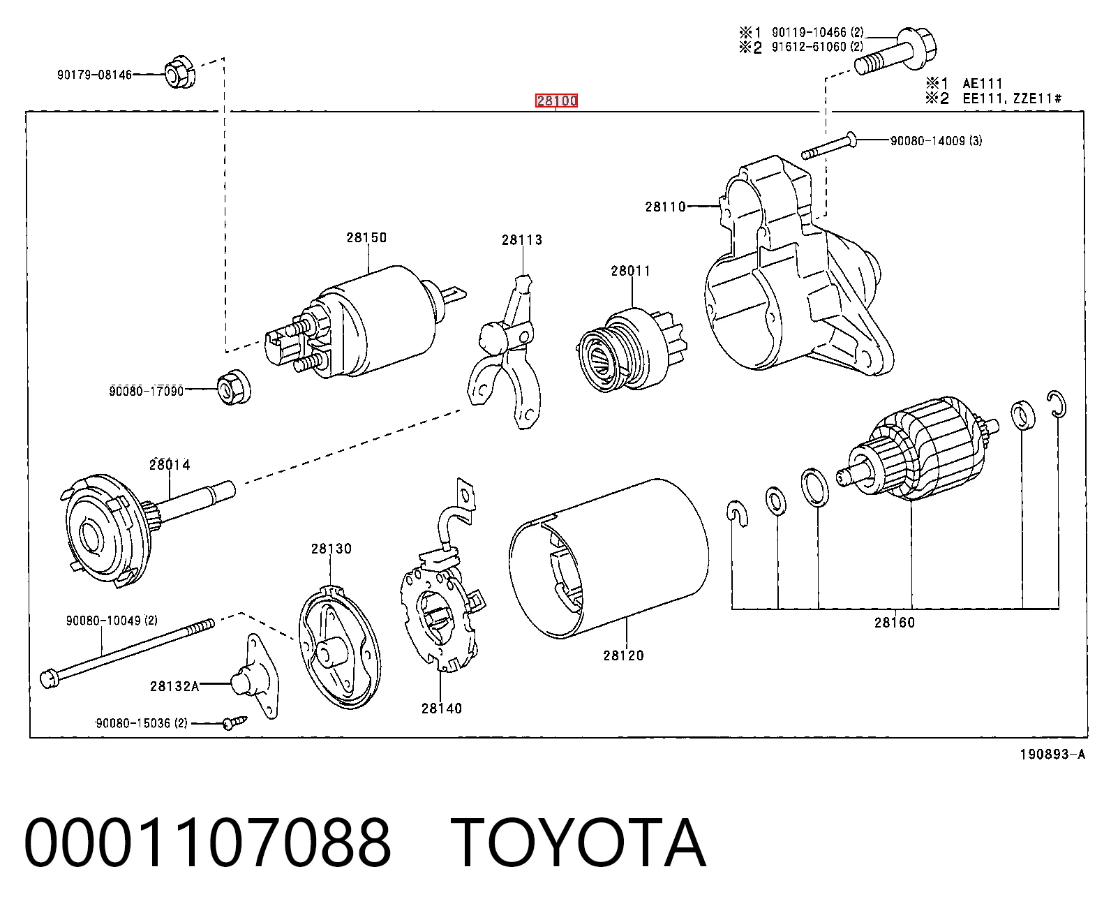 0001107088 Toyota Стартер двигуна