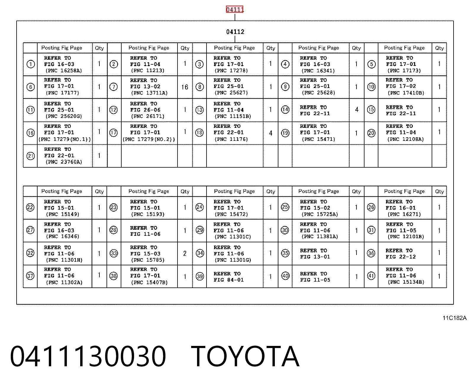 0411130030 Toyota Набір прокладок двигуна
