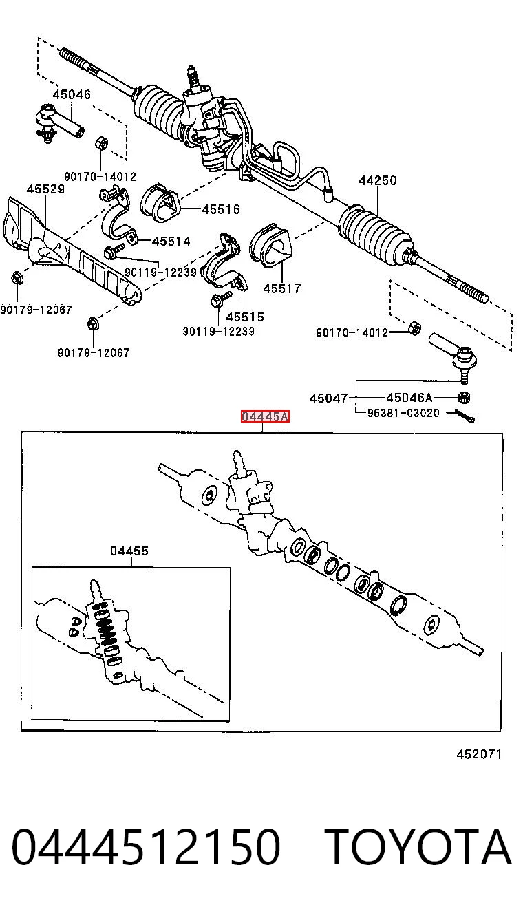 0444512150 Toyota Ремкомплект до рульової рейки