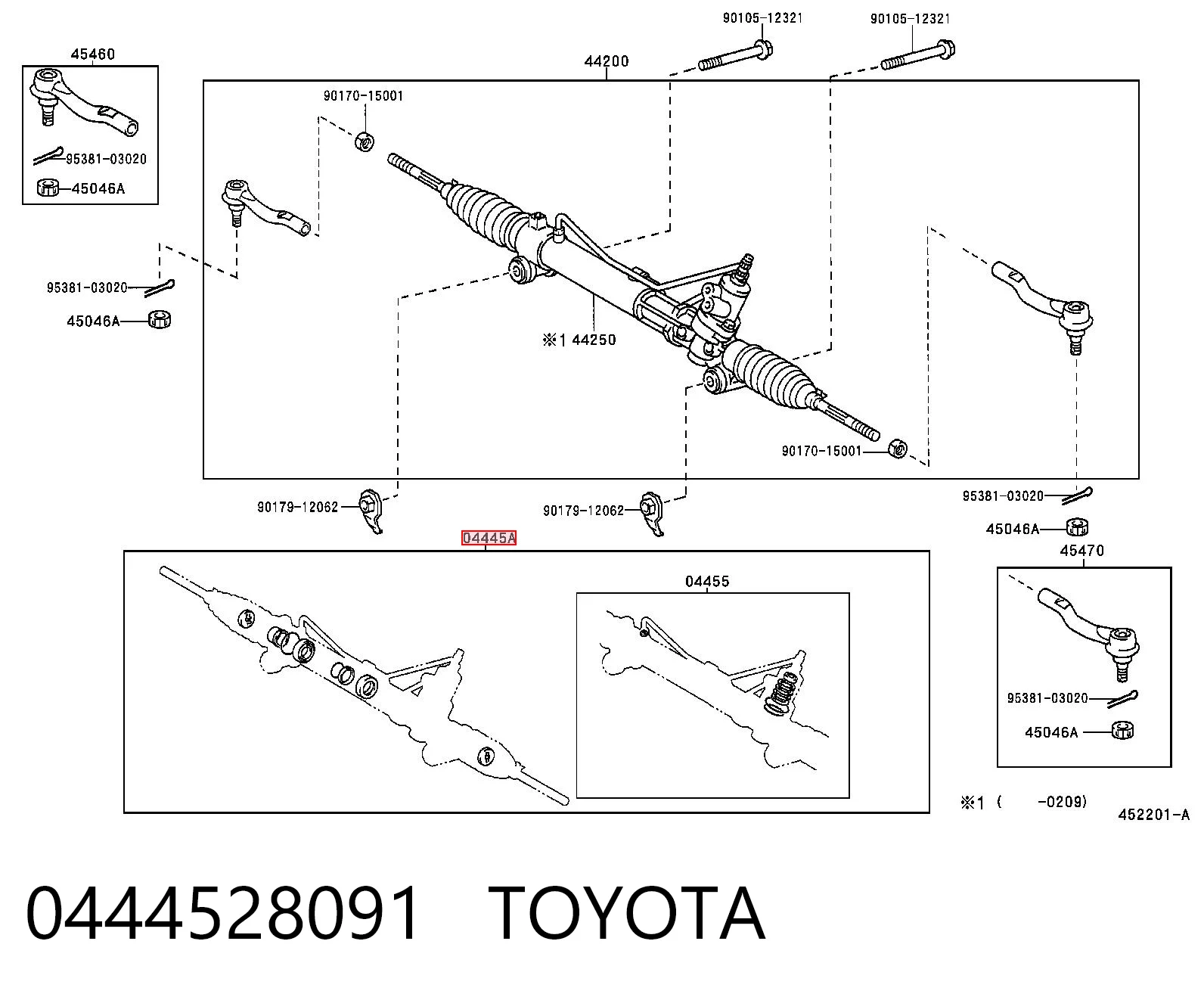 0444528091 Toyota Ремкомплект до рульової рейки