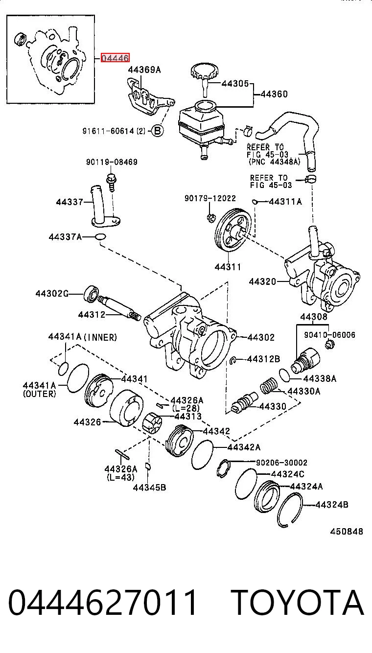 0444627011 Toyota Ремкомплект насоса ГУР