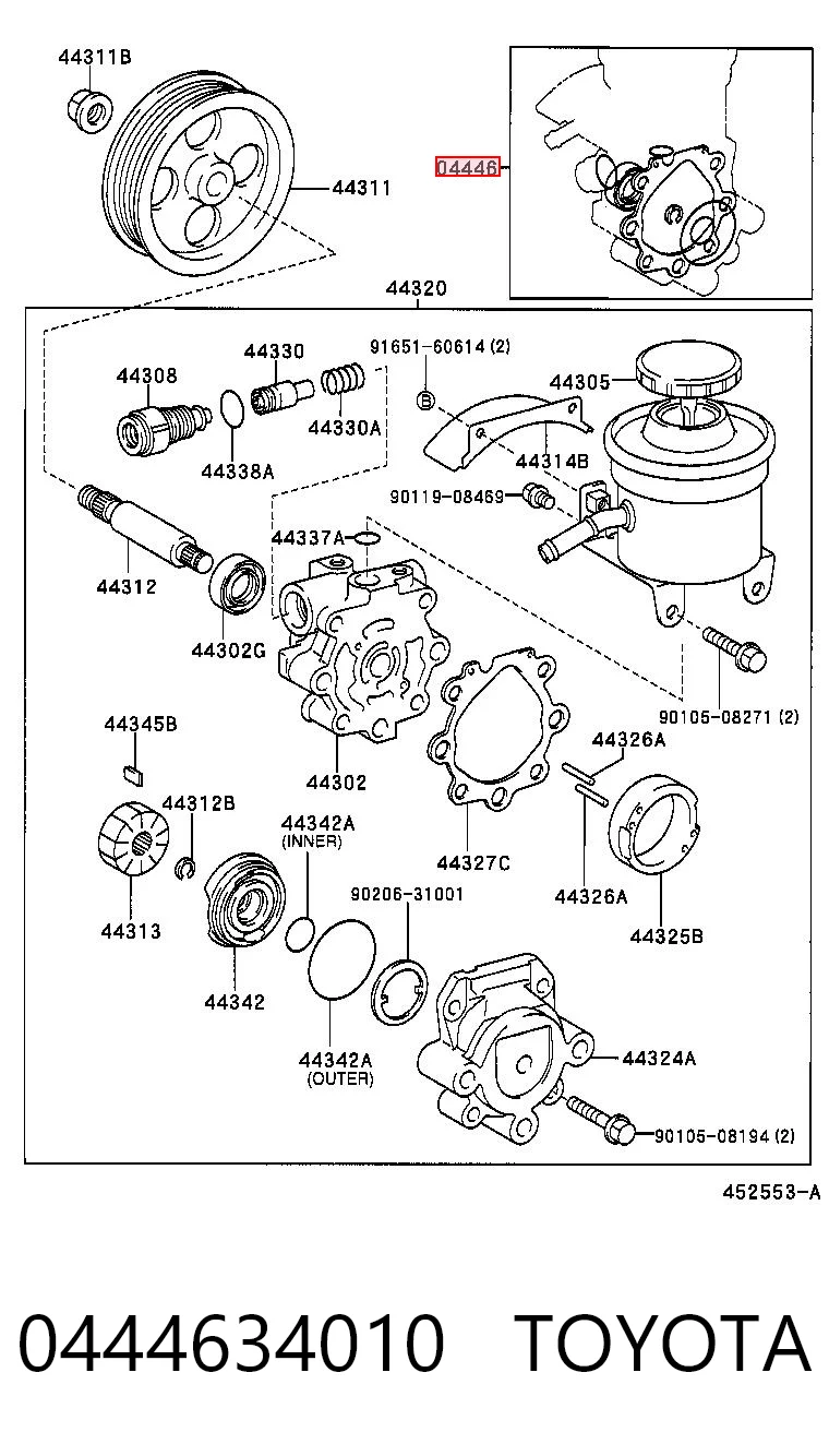 0444634010 Toyota Ремкомплект насосу гідропідсилювача керма