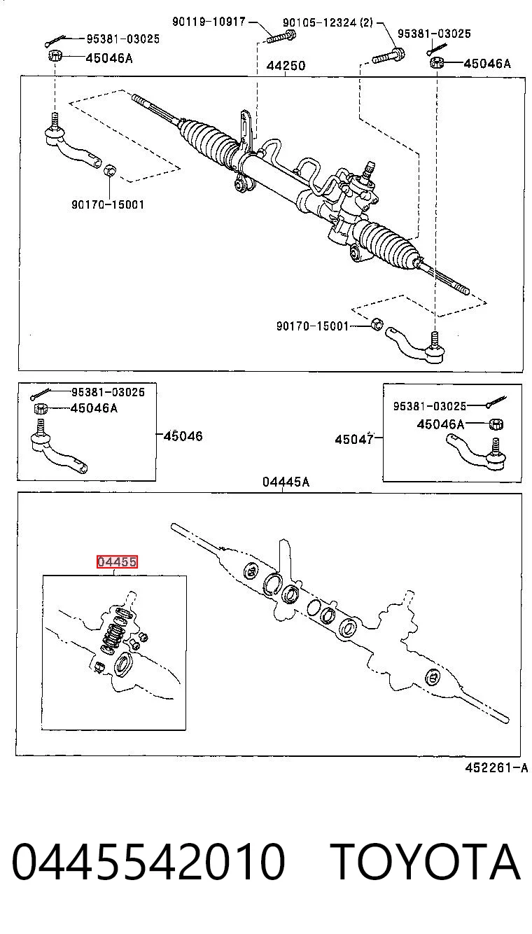0445542010 Toyota Ремкомплект до рульової рейки