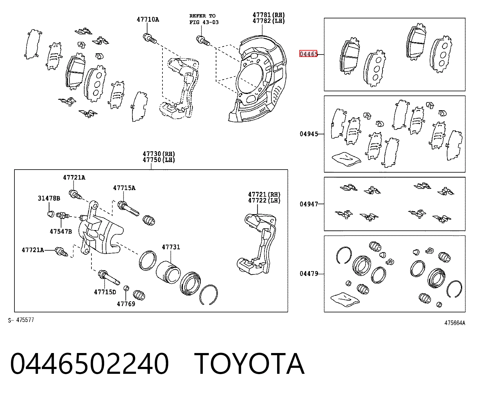 0446502240 Toyota Передні гальмівні колодки