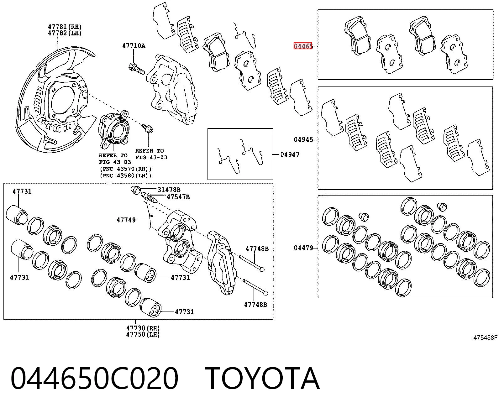 044650C020 Toyota Передні гальмівні колодки