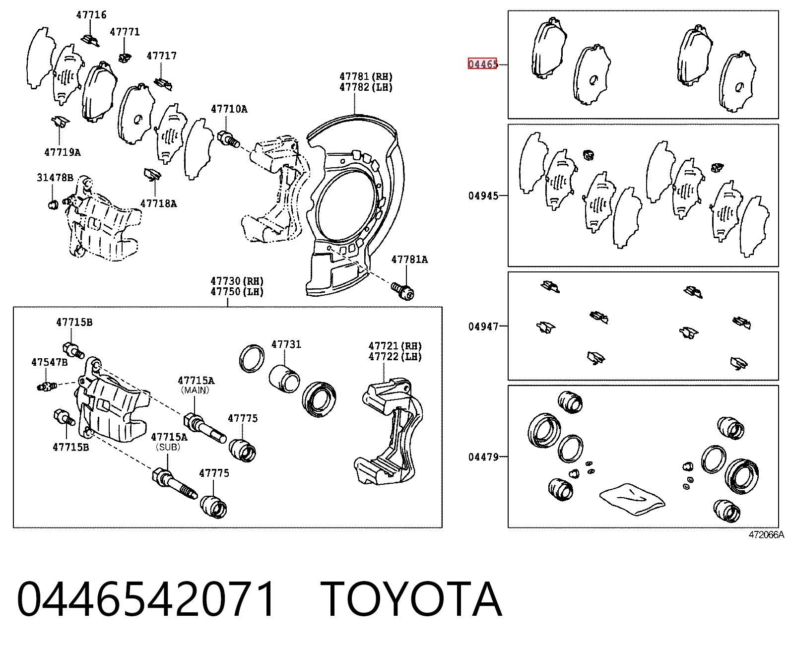 0446542071 Toyota Передні гальмівні колодки