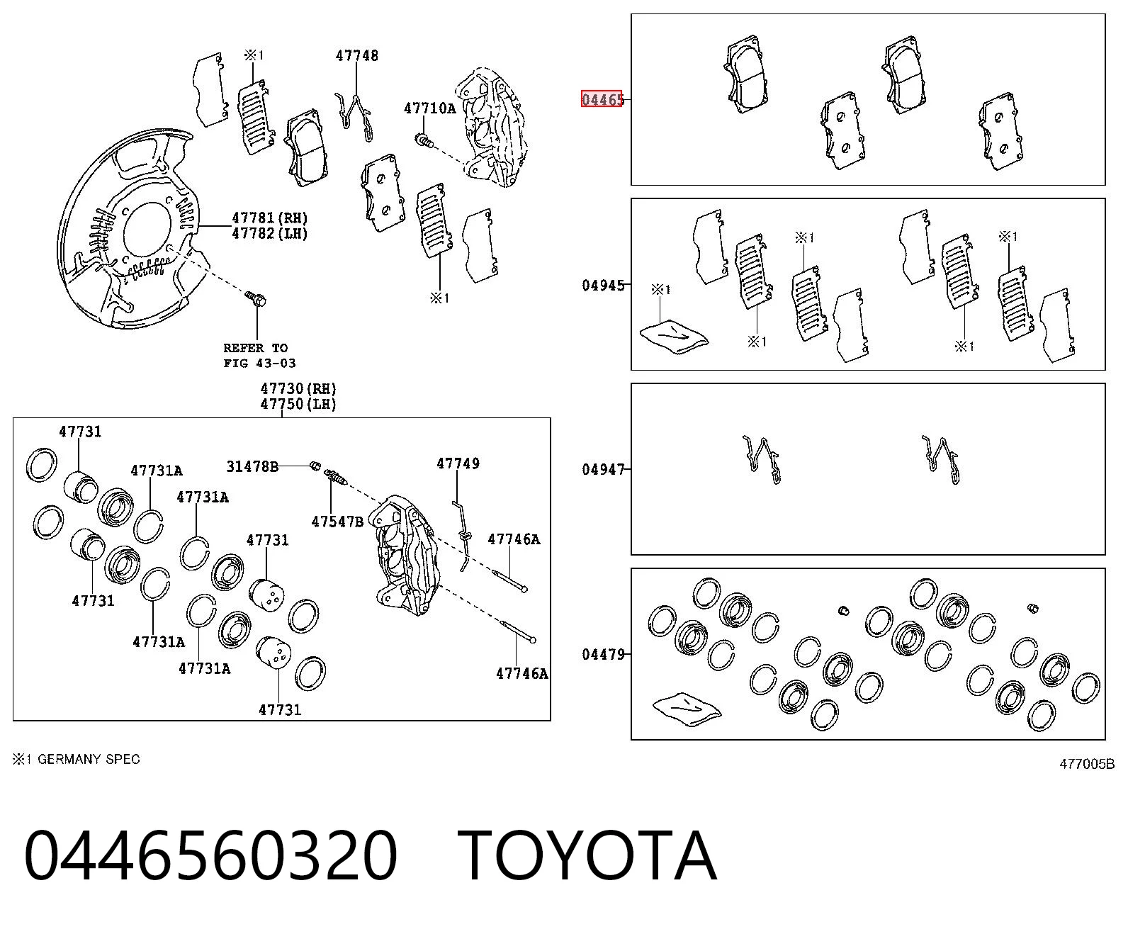 0446560320 Toyota Передні гальмівні колодки