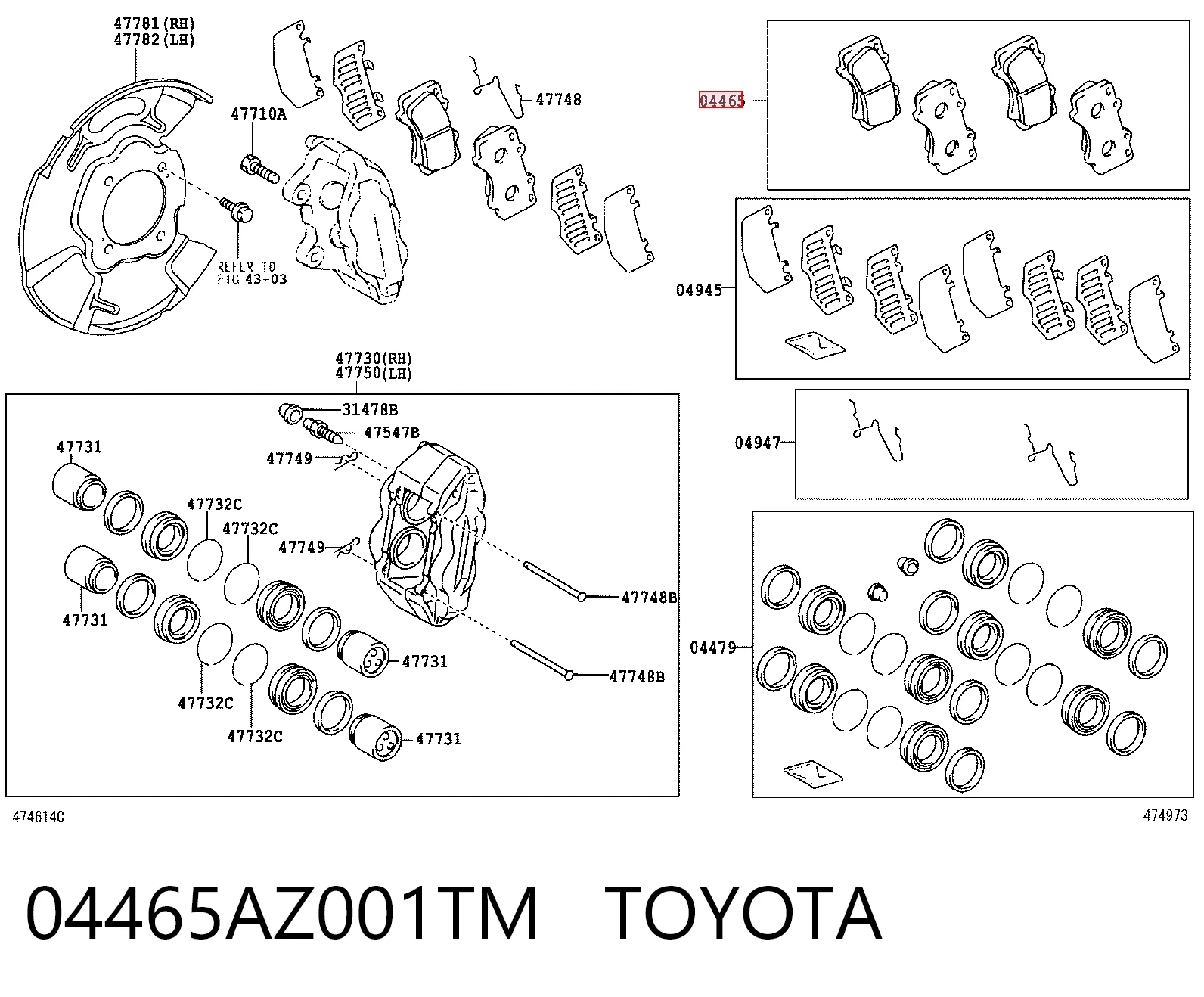 04465AZ001TM Toyota Передні гальмівні колодки